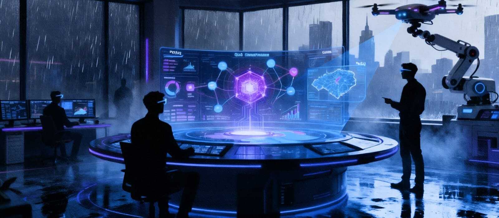 An abstract depiction of artificial intelligence, featuring interconnected circuits and glowing data streams.
