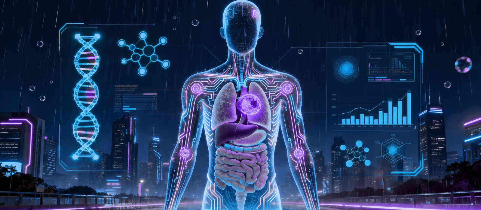 A futuristic healthcare setting showcasing advanced technology and innovation in medical care.