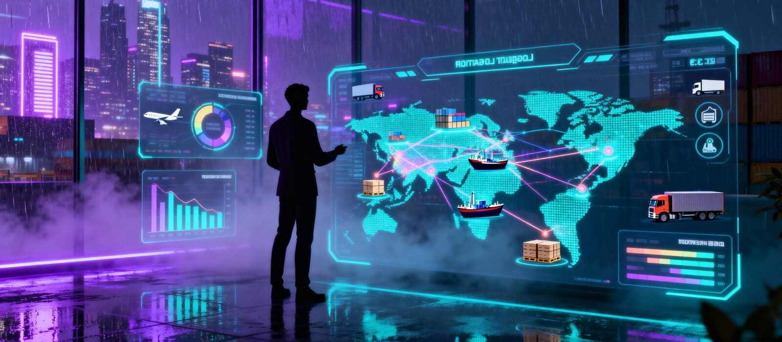 An illustration of innovative logistics solutions, highlighting automation and efficiency in supply chain management.