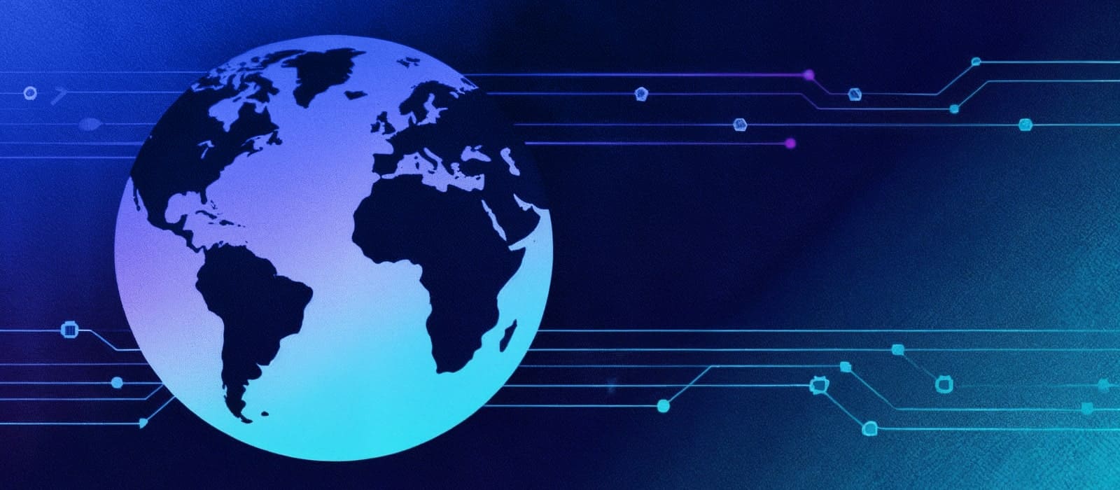 A digital globe with interconnected lines representing global connectivity through the internet.