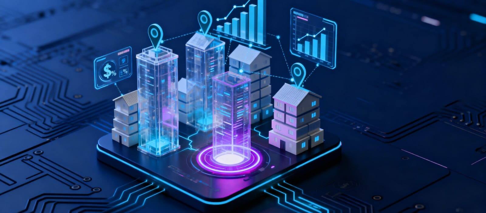 A cityscape featuring a dense network of modern buildings and advanced technology surrounding the urban area.