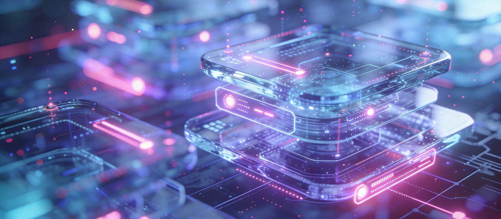 3D rendering of a sleek, futuristic technology design featuring glowing elements and advanced shapes.