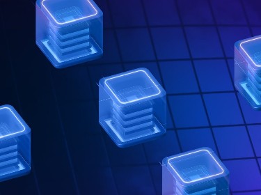A cluster of blue cubes arranged on a dark background, creating a striking visual contrast.