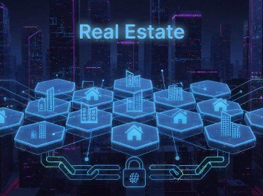 A real estate site nestled within a striking futuristic cityscape, showcasing advanced urban design and technology.