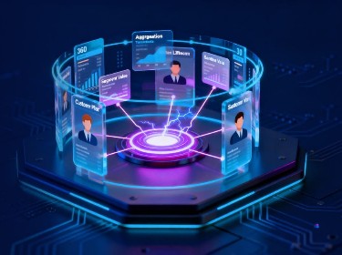 A futuristic computer displaying diverse people interacting within its digital interface.