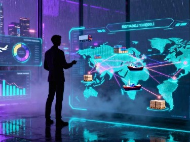 An illustration of innovative logistics solutions, highlighting automation and efficiency in supply chain management.