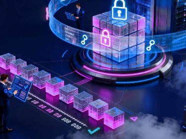 A visual representation of the cloud as a network of interconnected servers and data storage systems.