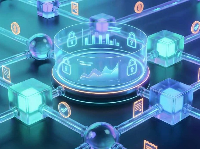 A glass container sits atop a computer screen, highlighting a unique arrangement in a tech environment.