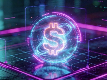 A vibrant neon dollar sign illuminated on a computer monitor.
